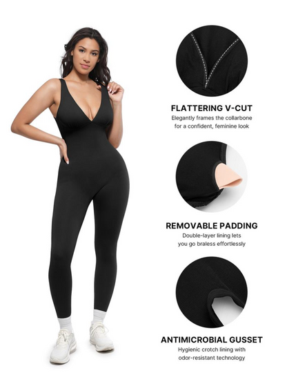 Luxero GentleSculpt Deep V Jumpsuit